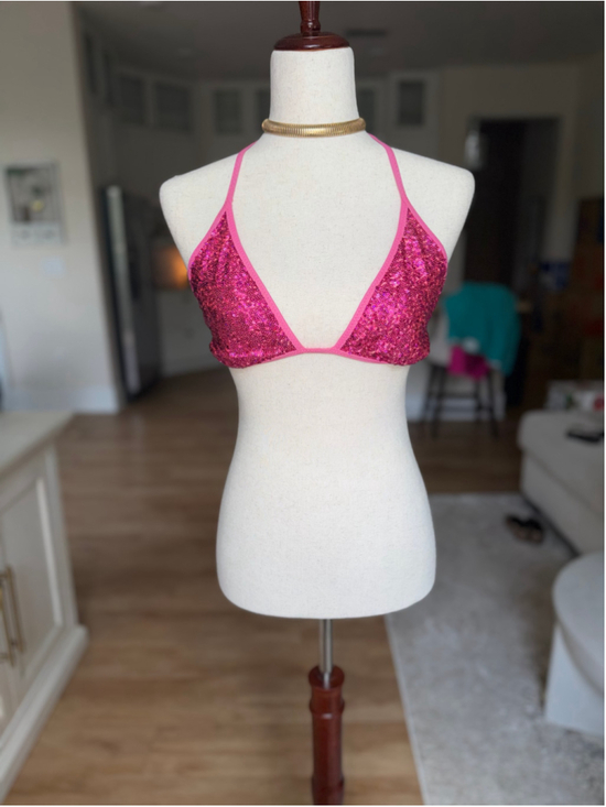 SKIMS Other - Women's SKIMS Pink Sequin Bikini Top M